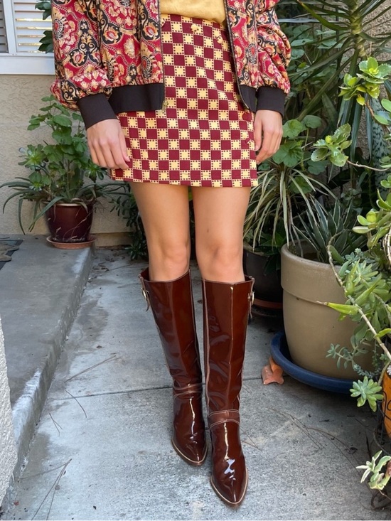 Urban Outfitters Dresses & Skirts - Urban Outfitters Checkered Burgundy and Cream Skirt